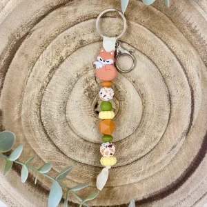 Porte-clé renard et vert olive