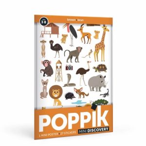 Mini Poster + 27 Stickers La savane – Brun (3-8 ans)