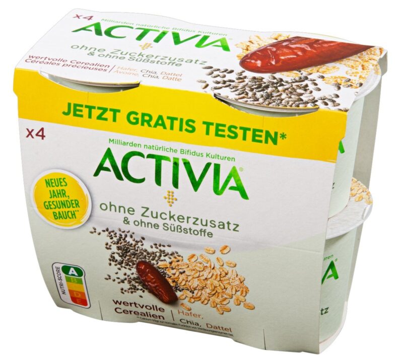 Activia Avoine-Chia-Datte sans Sucre 4x 115g