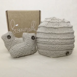 Coffret Bonnet et chaussons BASIQUE – Beige