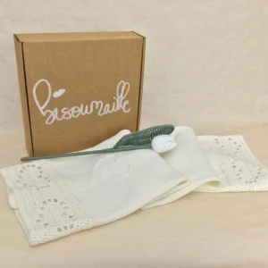 Coffret Couverture et fleur DOUDOU – Blanc cassé