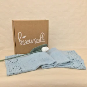Coffret Couverture et fleur DOUDOU – Bleu ciel