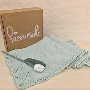 Coffret Couverture et fleur DOUDOU – Vert pâle