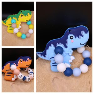 Hochet silicone dinosaure T-rex