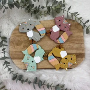 Jouet de dentition Renard coloré – Silicone doux & apaisant