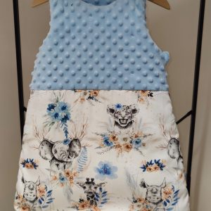Gigoteuse hiver 0-6 mois Tissu exclusif savane / Minky bleu