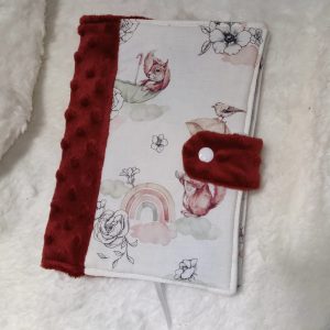 Protège carnet Tissu écureuil / Minky marsala