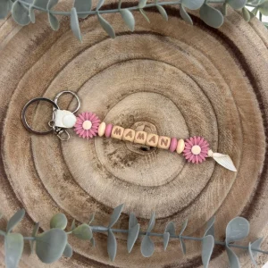 Porte-clé marguerite rose thé