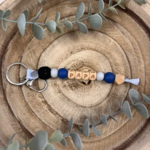 Porte-clé bleu marine et gris