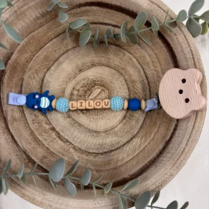 Attache tétine fantaisie tortue et bleu canard