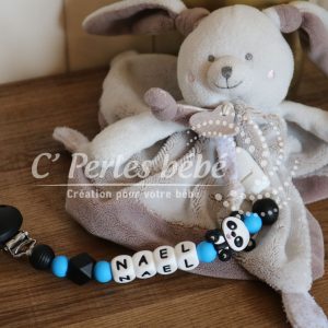 Attache doudou panda personnalisé