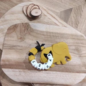 Anneau de dentition arc en ciel jaune moutarde