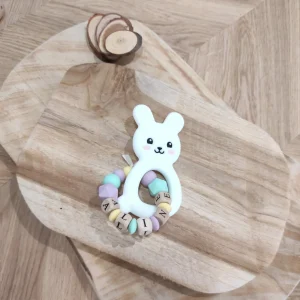 Anneau de dentition lapin blanc – pastel