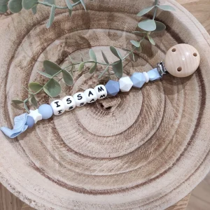 Attache tétine bleu ciel