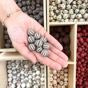 Lot de 10 perles à rayure kamel