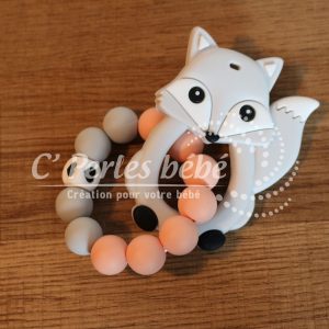 Hochet silicone Renard gris