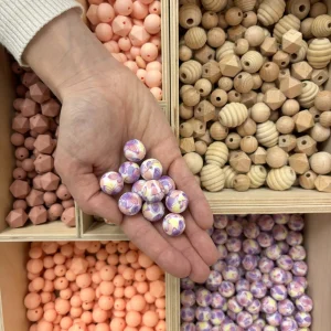 Lot de 10 perles papillon lilas