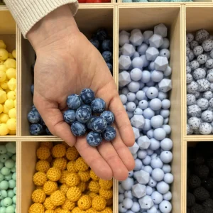 Lot de 10 perles bleu jeans