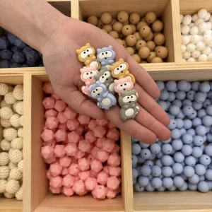 Lot de 10 perles ratons laveur – existe en plusieurs couleurs