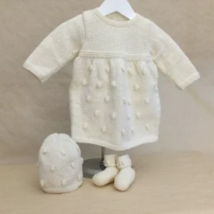 Coffret Ensemble fille hiver Robe Bonnet et Chaussons NEIGE