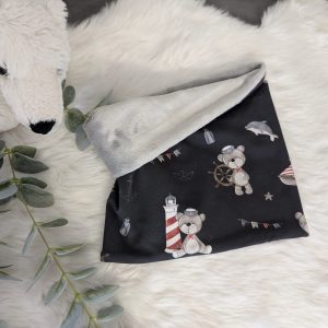 Snood Tissu exclu Marin / Minky Lisse gris clair