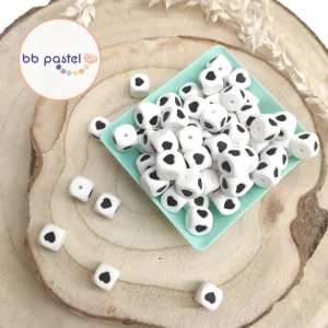 Lot de 10 perles à motif coeur – étoile