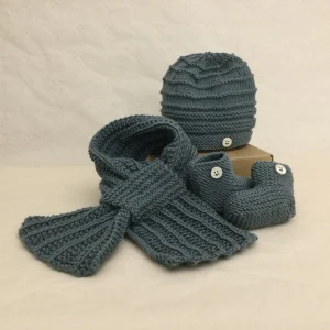 Coffret Hiver écharpe bonnet chaussons en laine TOUCHO – Ardoise