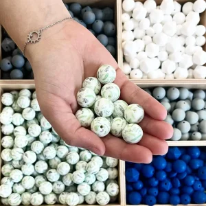 Lot de 10 perles eucalyptus