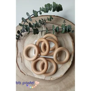 lot de 10 anneaux en bois de hêtre