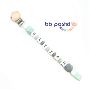 Attache tétine bleu et gris