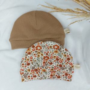 Duo de bonnet de naissance en jersey coton