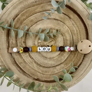 Attache tétine bouquet d’été et café