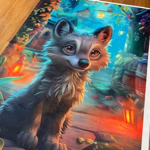 Panneau 75x100cm – Couverture bébé Loup