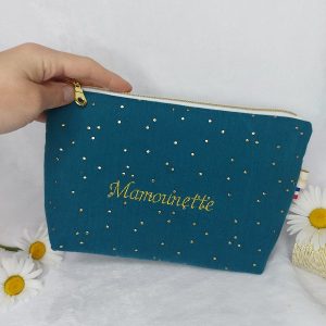 Pochette brodée en gaze de coton