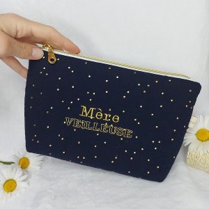 Pochette brodée en gaze de coton