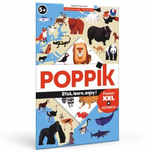 Poster pédagogique + 67 stickers ANIMAUX DU MONDE (5-12 ans)