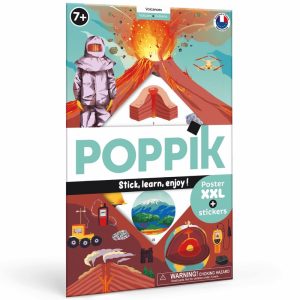 Poster pédagogique + 51 stickers LES VOLCANS (7-12 ans)